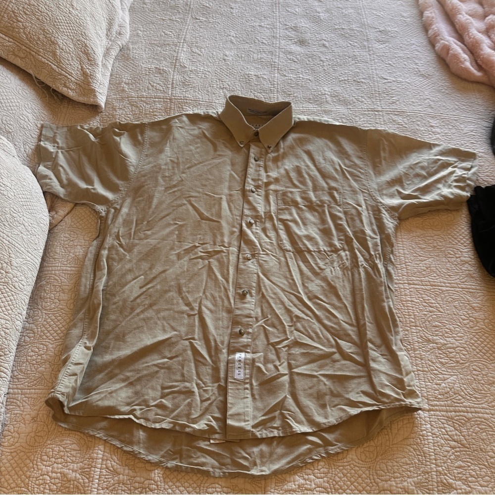 Process 2000 Savane Beige Linen Cotton Blend Men’s Button up Size Large Office